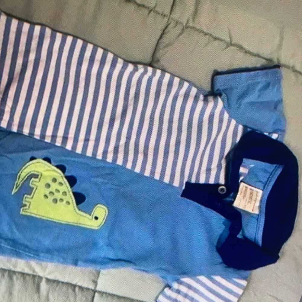 Kids baby dino stripe cotton sunsuit